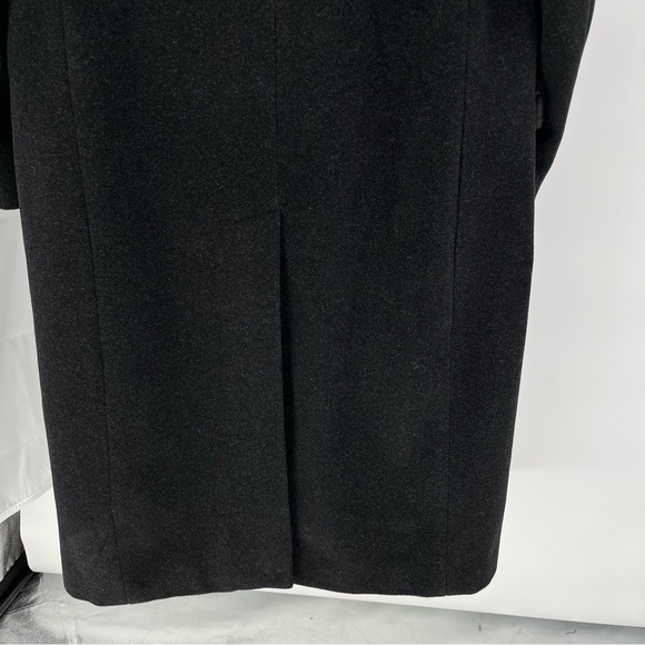 Italian Men’s Wool And Cashmere Overcoat Size 44L Black Dress Pea Coat - Picture 12 of 16